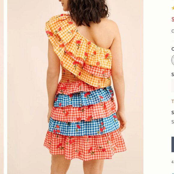FARM RIO one shoulder tiered dress - Picture 2 of 6